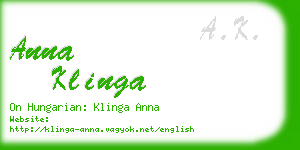 anna klinga business card